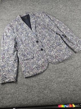 Talbots Floral Print Blazer in Navy, Pink & Cream Size 14P #299